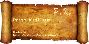 Pritz Klétus névjegykártya